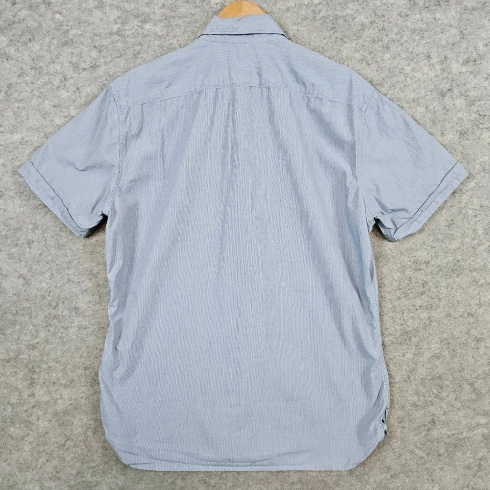 Banana Republic Mens Lightweight Custom Camden Fit Blue Sz M Nailhead Shirt FLAW